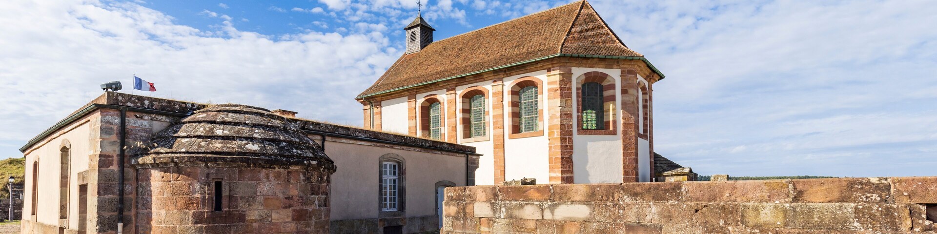View of little church Citadel of Bitche a fortress in Moselle area in France