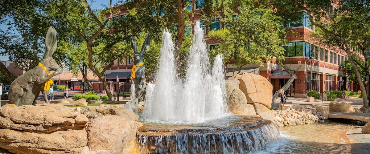 Mill Avenue District showing a fountain