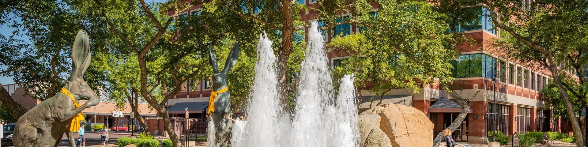 Mill Avenue District showing a fountain