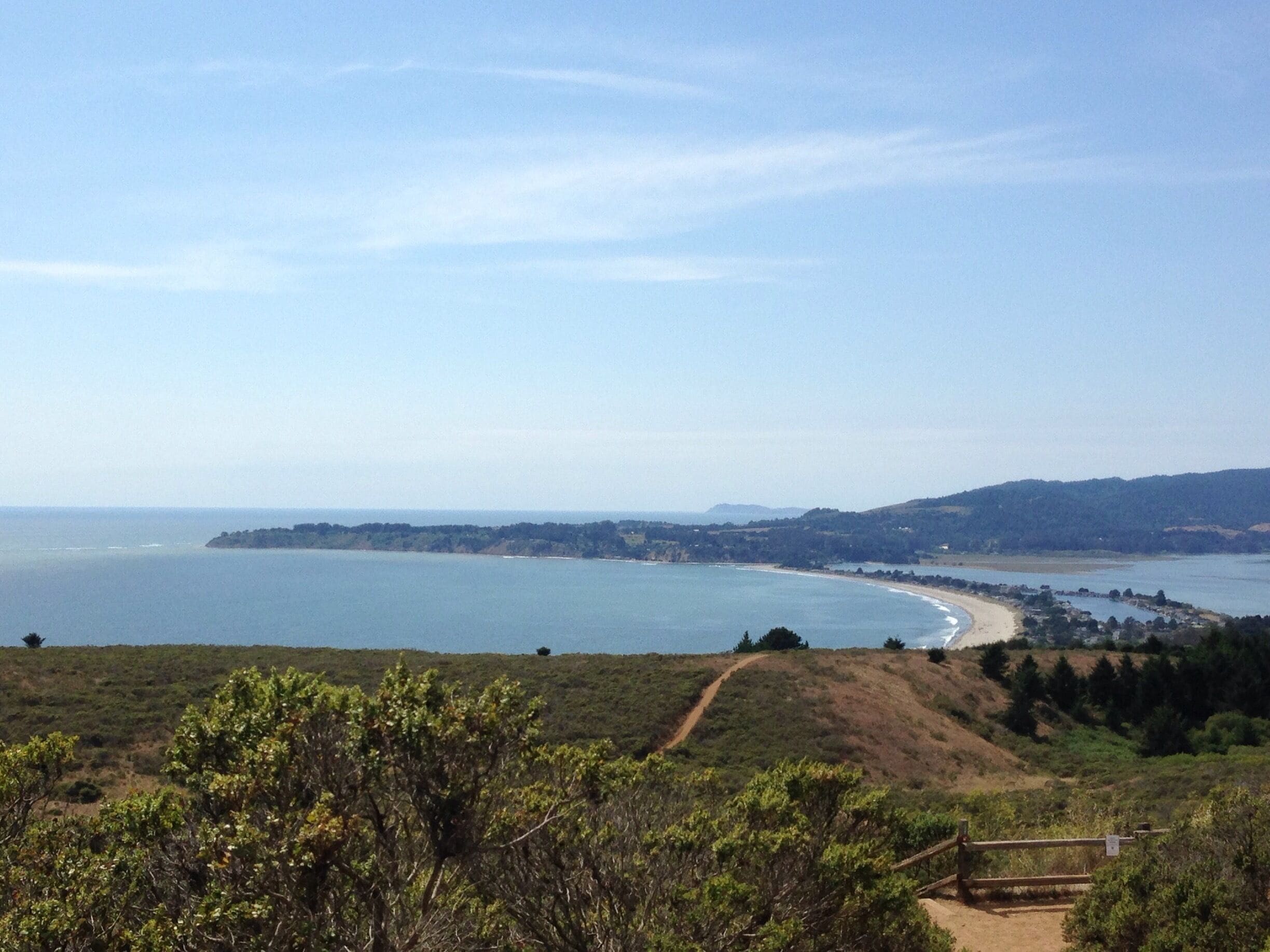 View of Stinson Beach from the steep ravine trail.