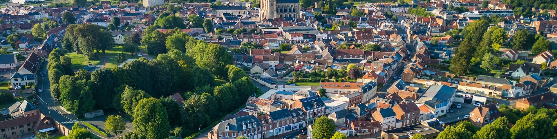Aerial View of Corbie, Hauts-de-France, France