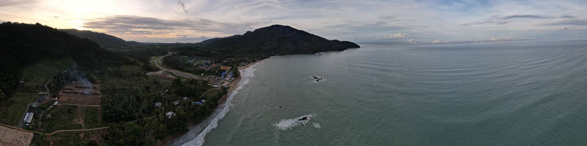 The Telok Teluk Melano Coastline and Serabang Beach at the most southern tip of the Tanjung Datu part of Sarawak and Borneo Island