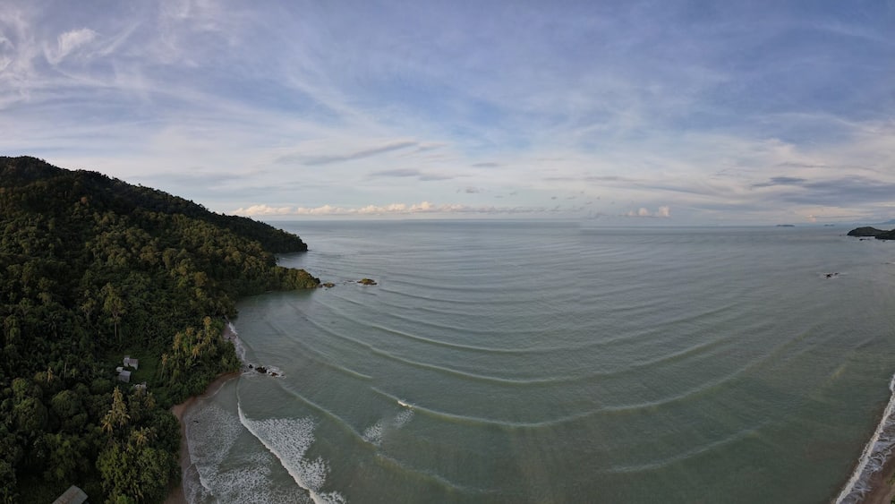 The Telok Teluk Melano Coastline and Serabang Beach at the most southern tip of the Tanjung Datu part of Sarawak and Borneo Island