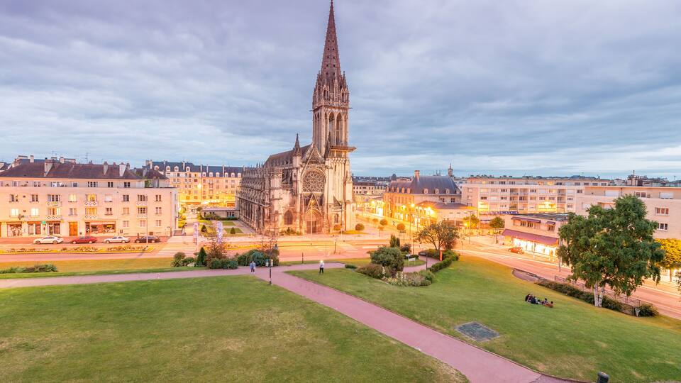 Caen, France. Aerial city view