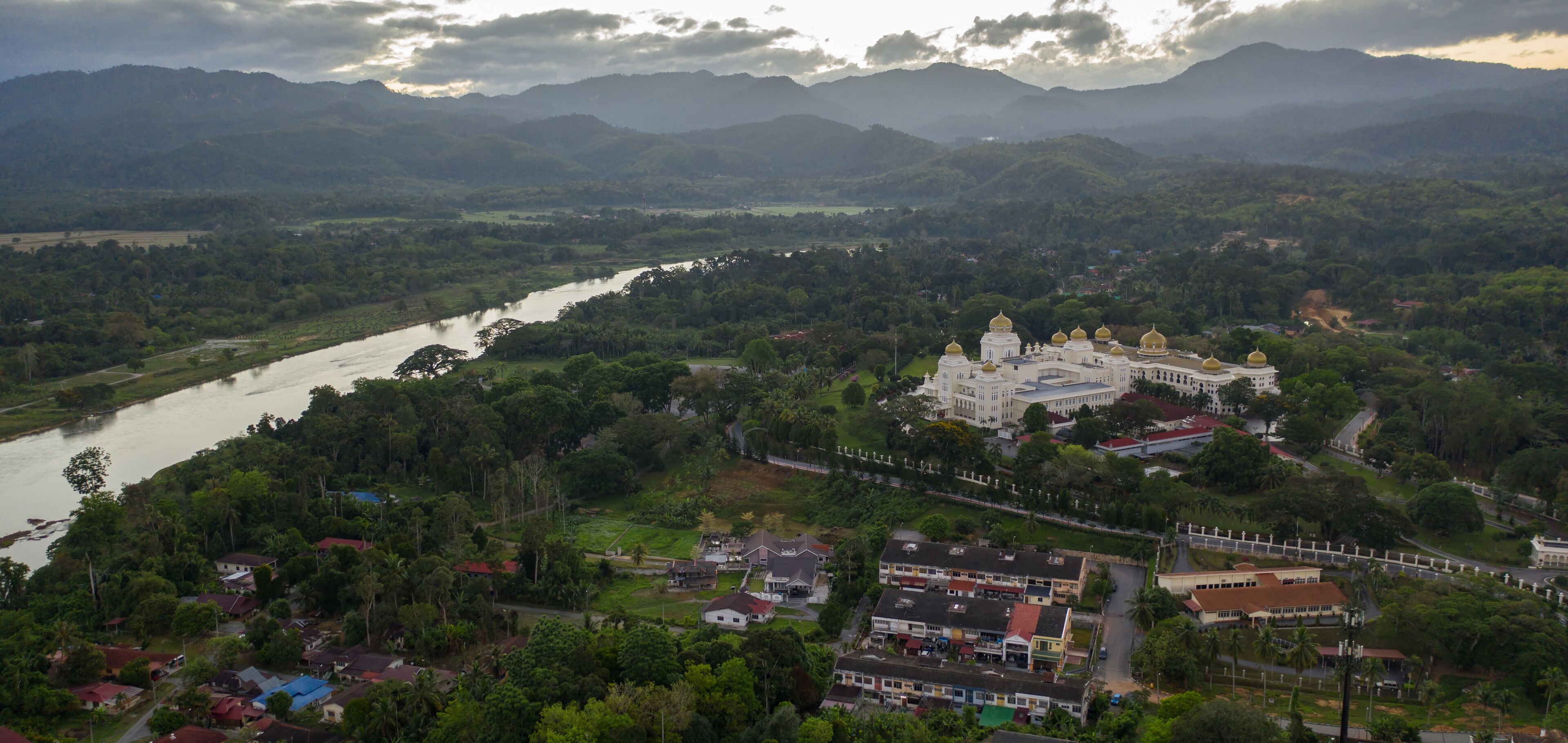 Aerial view of rural Kuala Kangsar town in Perak State, Malaysia