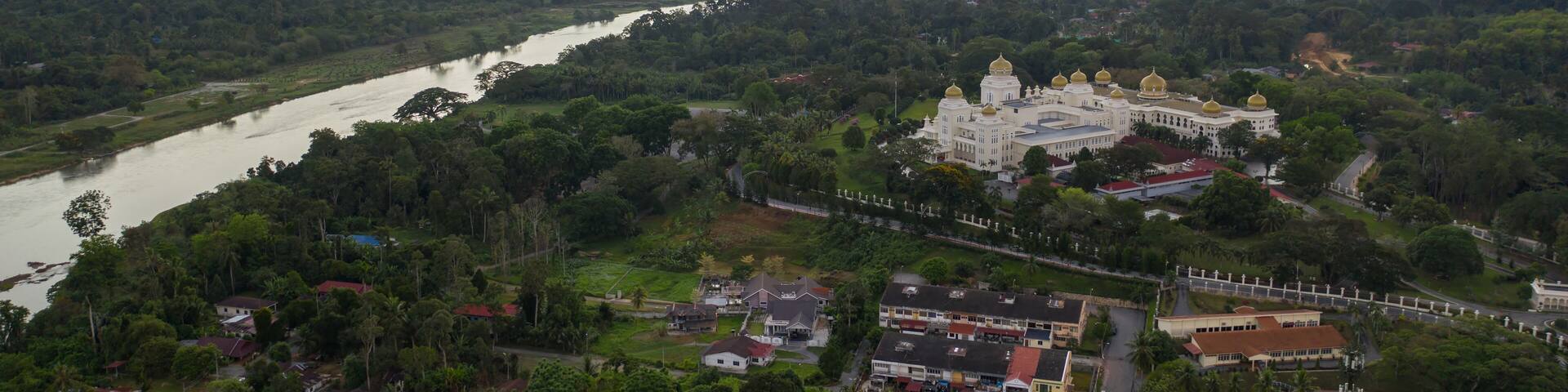 Aerial view of rural Kuala Kangsar town in Perak State, Malaysia