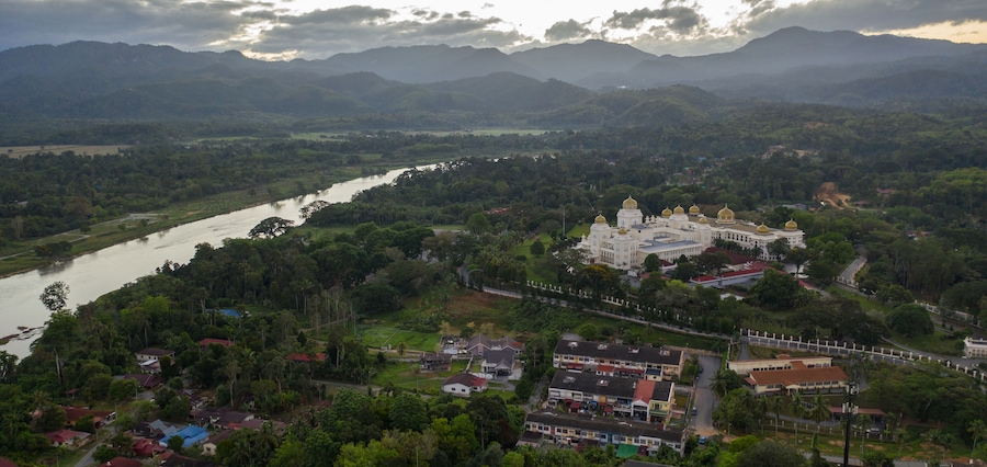 Aerial view of rural Kuala Kangsar town in Perak State, Malaysia