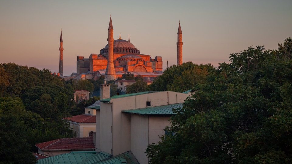 Hagia Sophia featuring heritage architecture, a church or cathedral and a city
