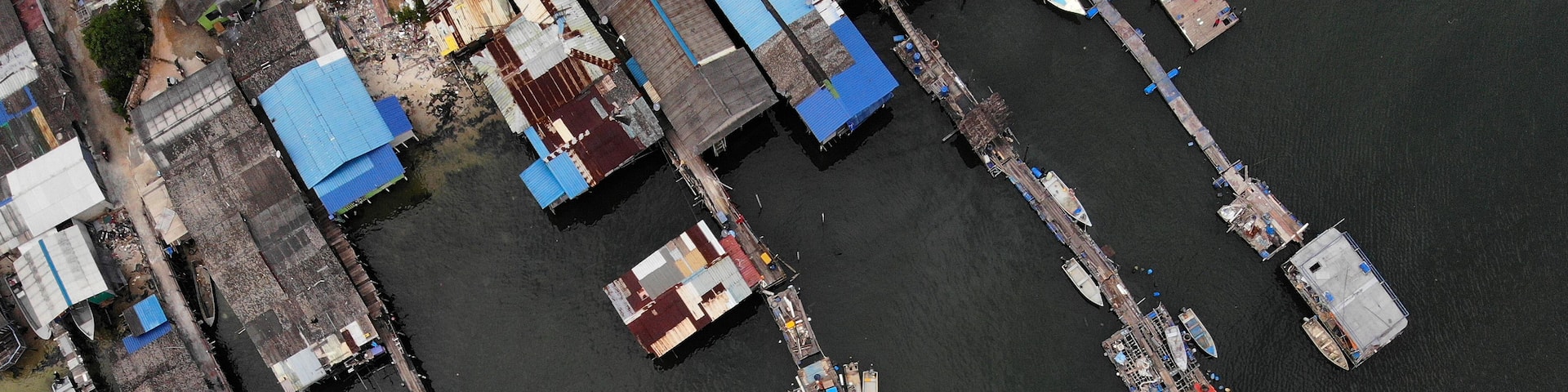 Aerial view of Kukup, Pontian traditional fishing village