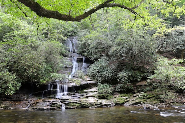Tom Branch Falls a Peaceful Waterfall in the Great Smokey Mountains near Bryson City North Carolina