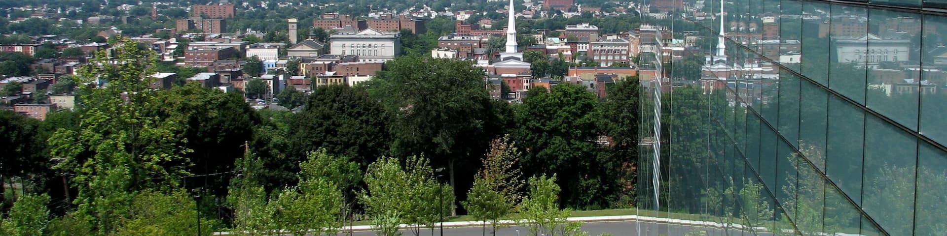 View from the Curtis R. Priem Experimental Media & Performing Arts Center at Rensselaer Polytechnic Institute in Troy, New York