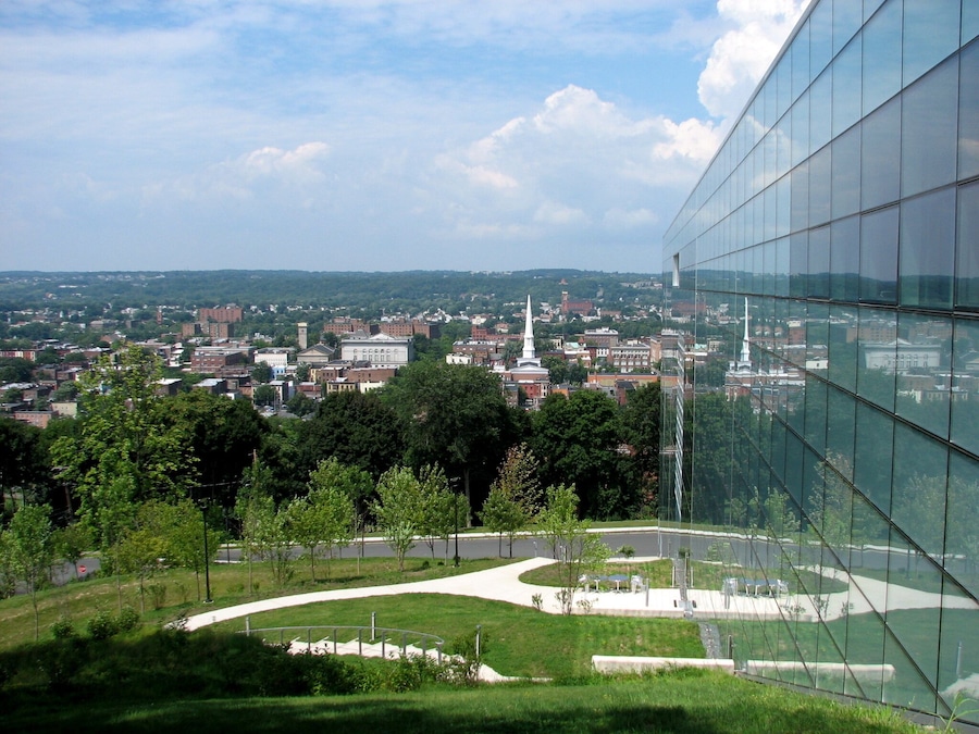 View from the Curtis R. Priem Experimental Media & Performing Arts Center at Rensselaer Polytechnic Institute in Troy, New York