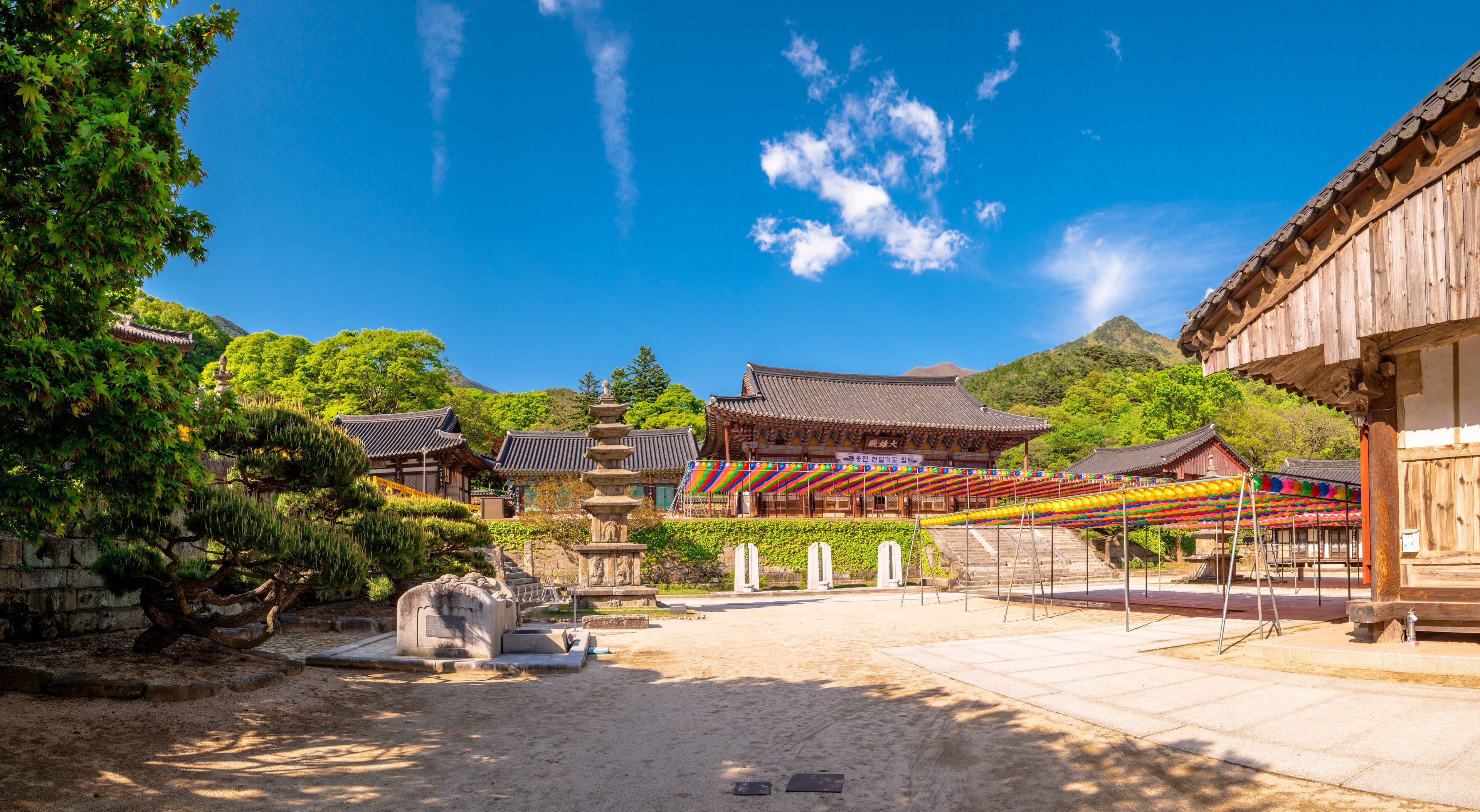 Landscape of Hwaeomsa Temple, An ancient Korean Buddhist temple in Jirisan National Park.