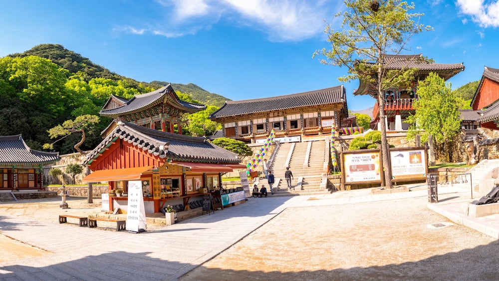 Landscape of Hwaeomsa Temple, An ancient Korean Buddhist temple in Jirisan National Park.