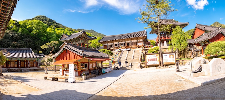 Landscape of Hwaeomsa Temple, An ancient Korean Buddhist temple in Jirisan National Park.