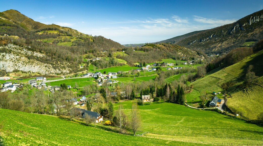 Small settlement in green valley
