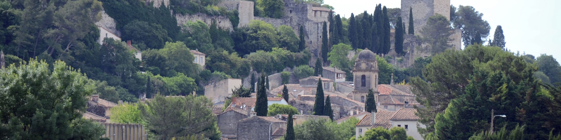 The castle of Sommieres at the hill Eastly of the city