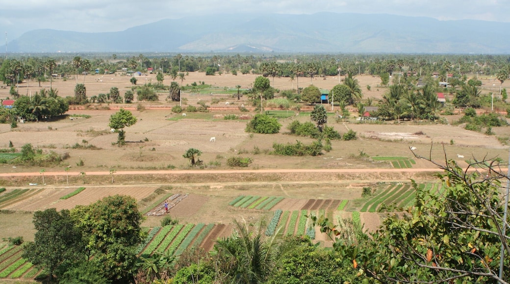 The view from halfway up the stairs to the cave temple in the countryside around Kampot. Don't just get out here for the temple though. The scenery in this area is stunning.