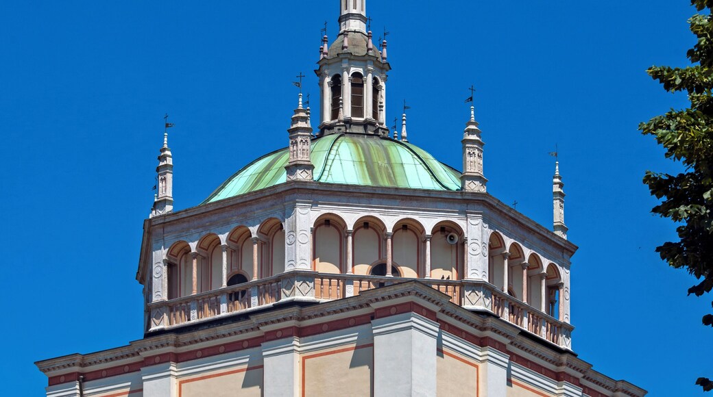 Santissimo Nome di Maria, the church at Crespi d'Adda, Italy, seen from its southwest.