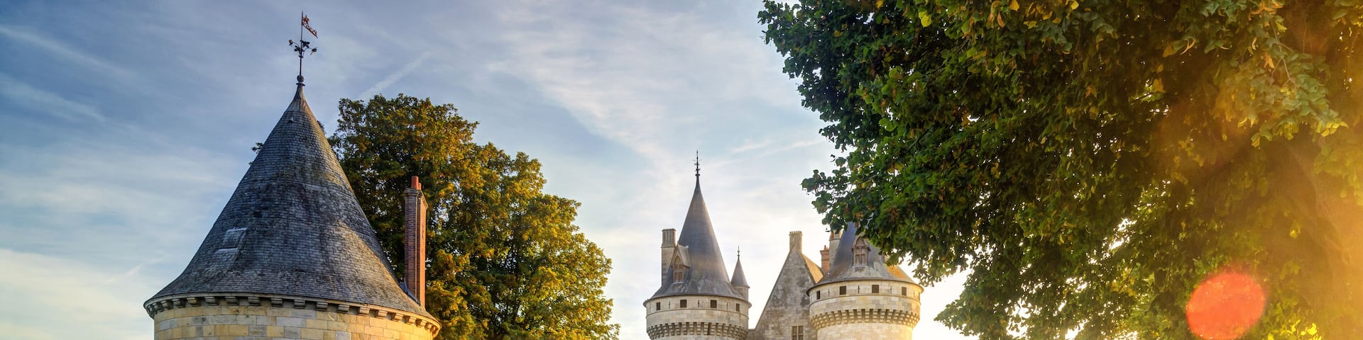 Chateau of Sully-sur-Loire at sunset, France. Old castle in Loire Valley in summer.