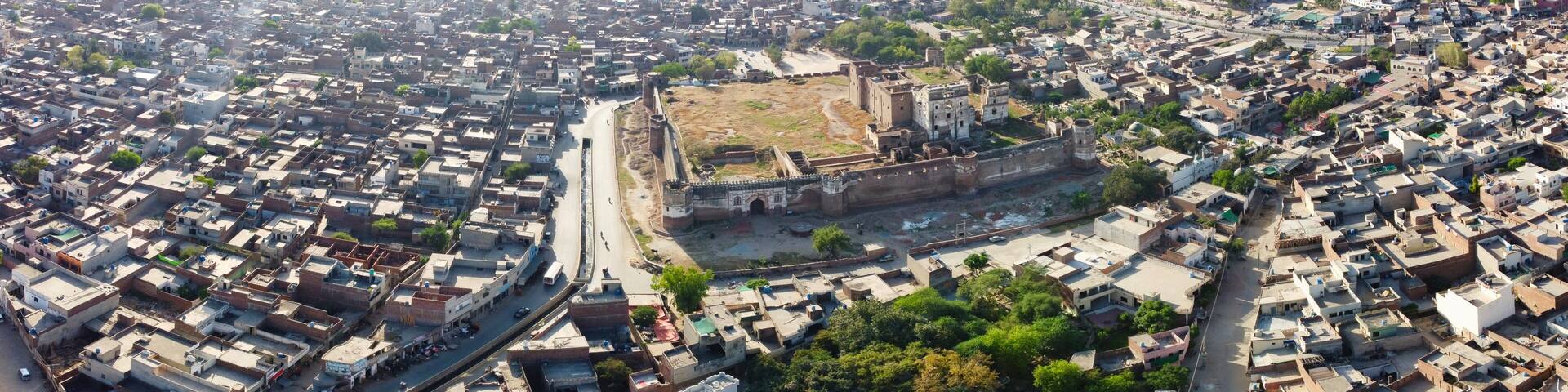 Aerial view of Historical Mughal's Ford at Sheikhupura City of Pakistan,