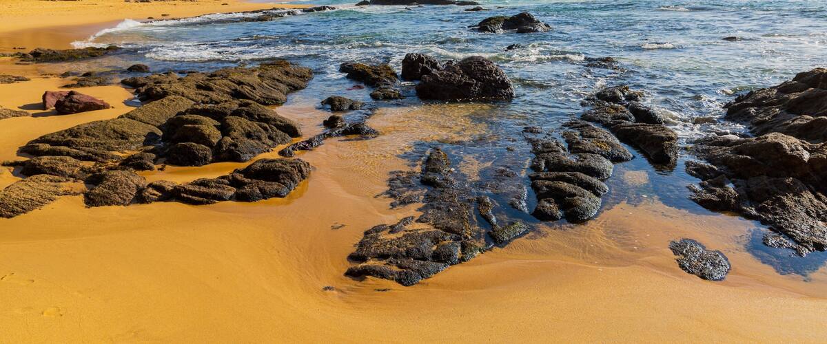 Aslings Beach which includes rugged coastline, general coastal views and a sandy beach