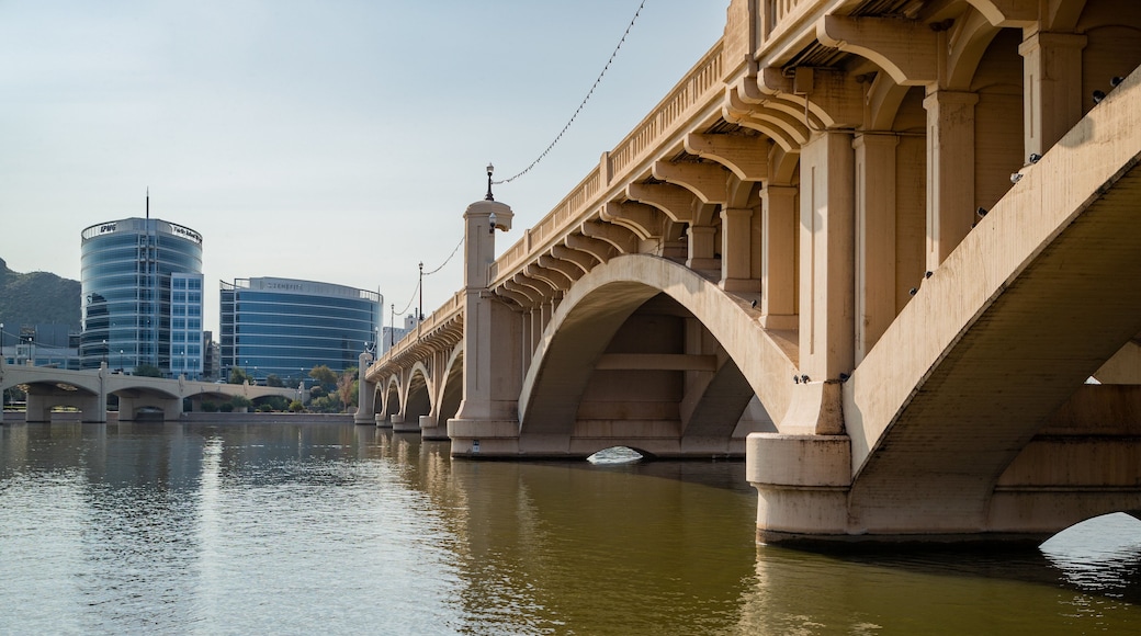 Tempe Town Lake featuring a river or creek and a bridge