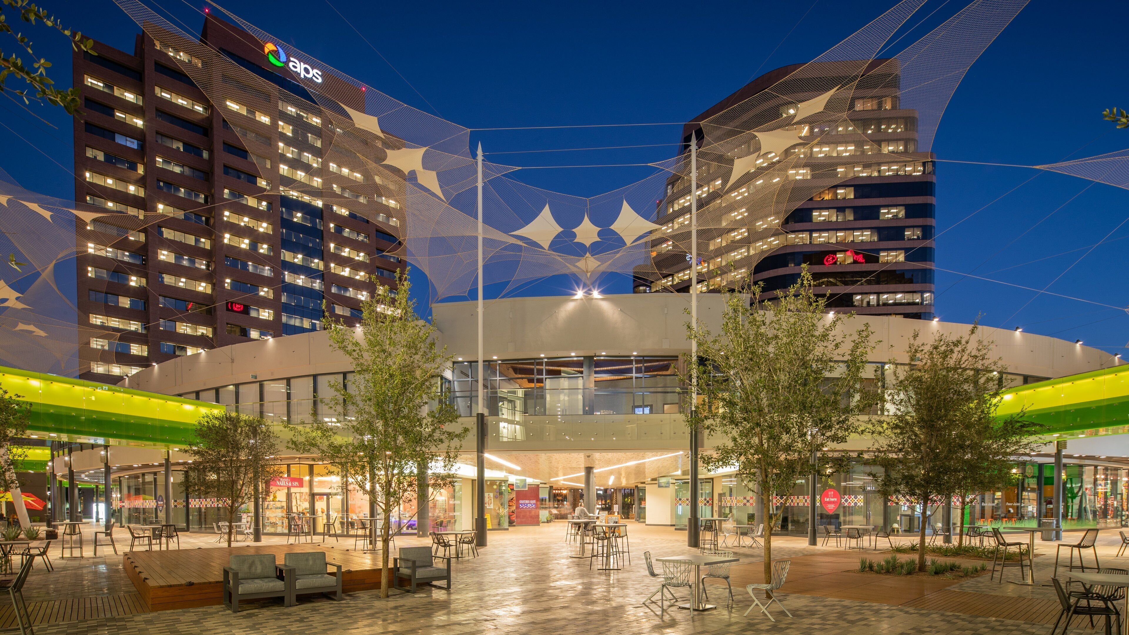 Arizona Center showing night scenes