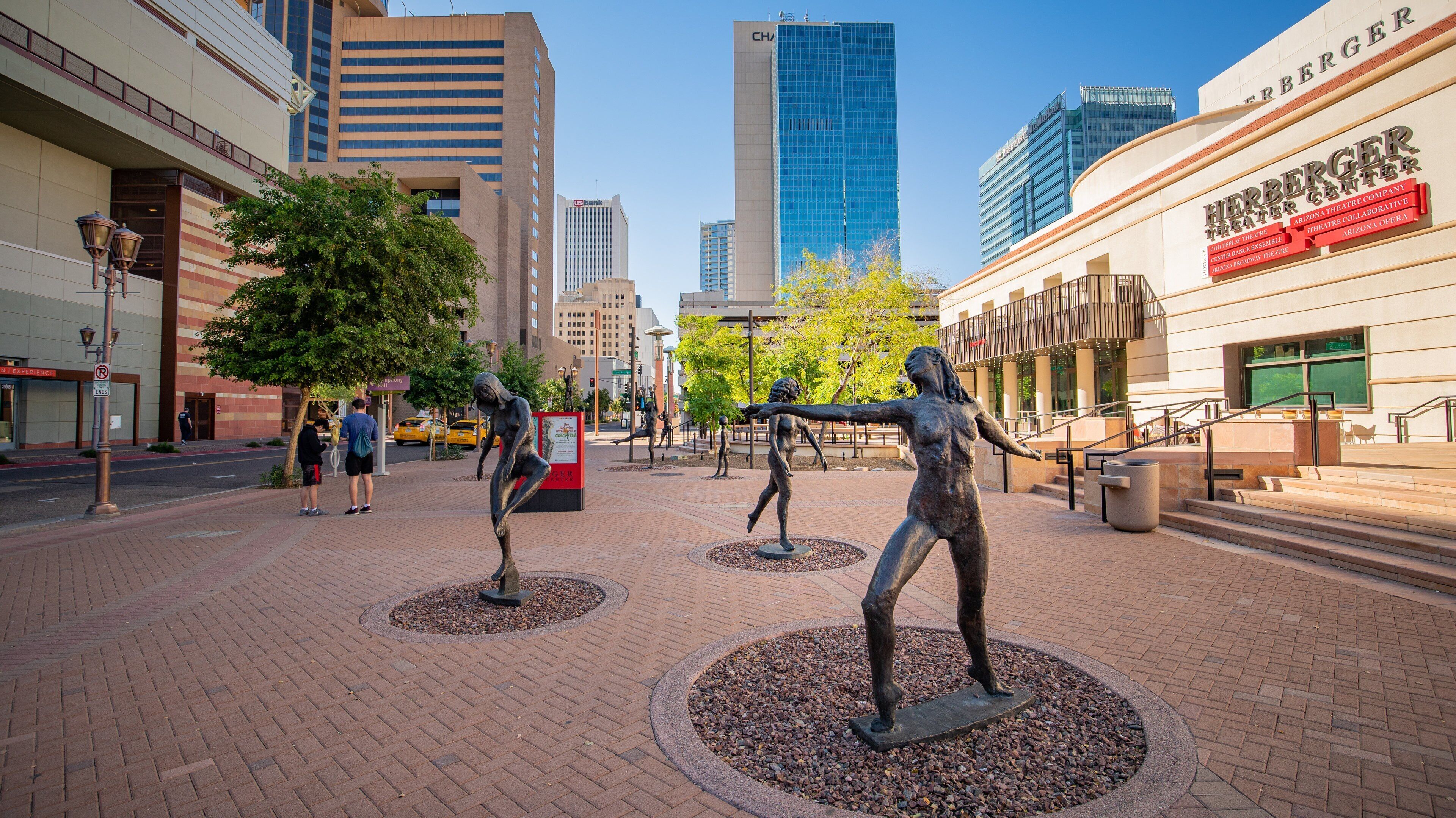 Herberger Theater Center featuring a statue or sculpture, a city and outdoor art