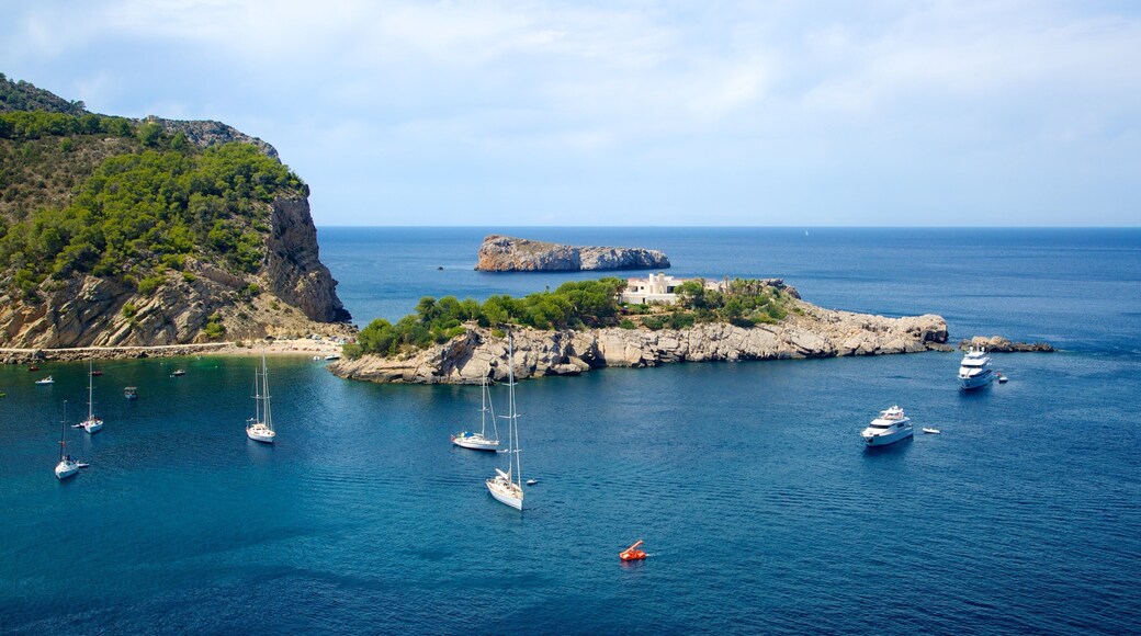 Cova de Can Marca which includes general coastal views, landscape views and rocky coastline