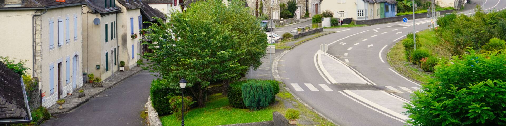 Sarrance, France. Small town in the Pyrenees-Atlantiques. The church of Notre-Dame houses the image of the Black Virgin, from the 16th century. XIV, focus of an important pilgrimage in the past