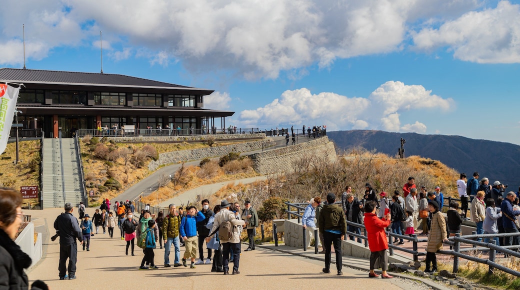 Ōwakudani featuring views as well as a small group of people