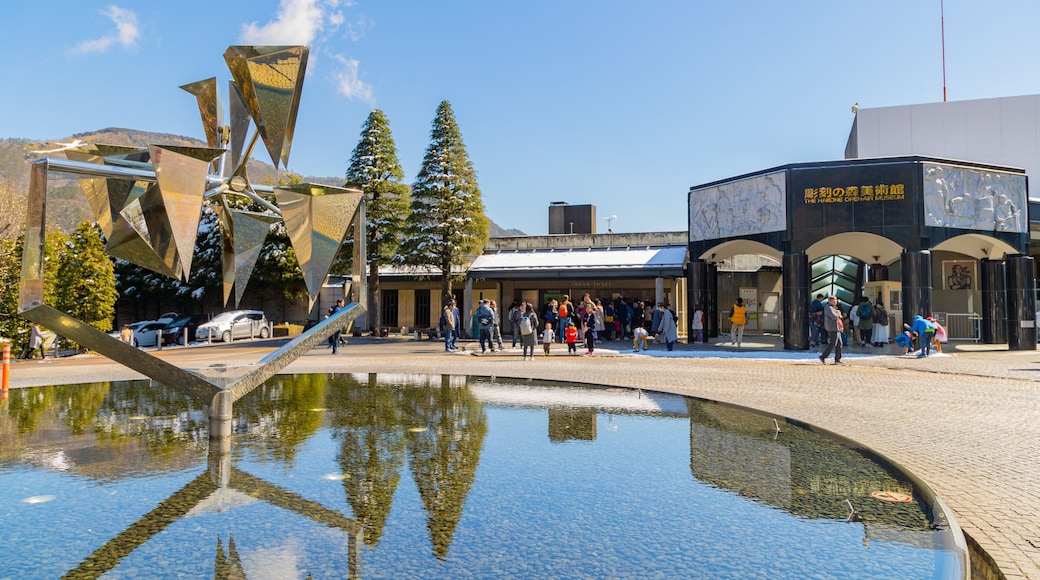 Hakone Open Air Museum which includes outdoor art, a fountain and street scenes