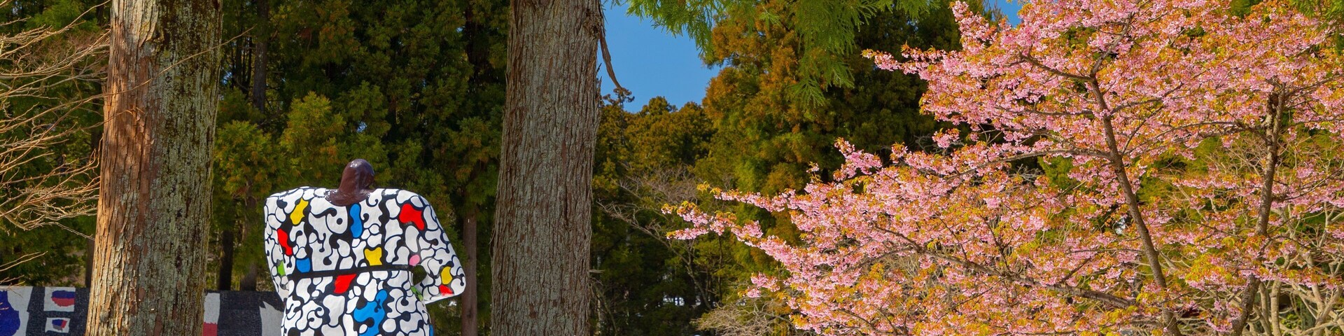 Hakone Open Air Museum featuring a garden, outdoor art and wildflowers
