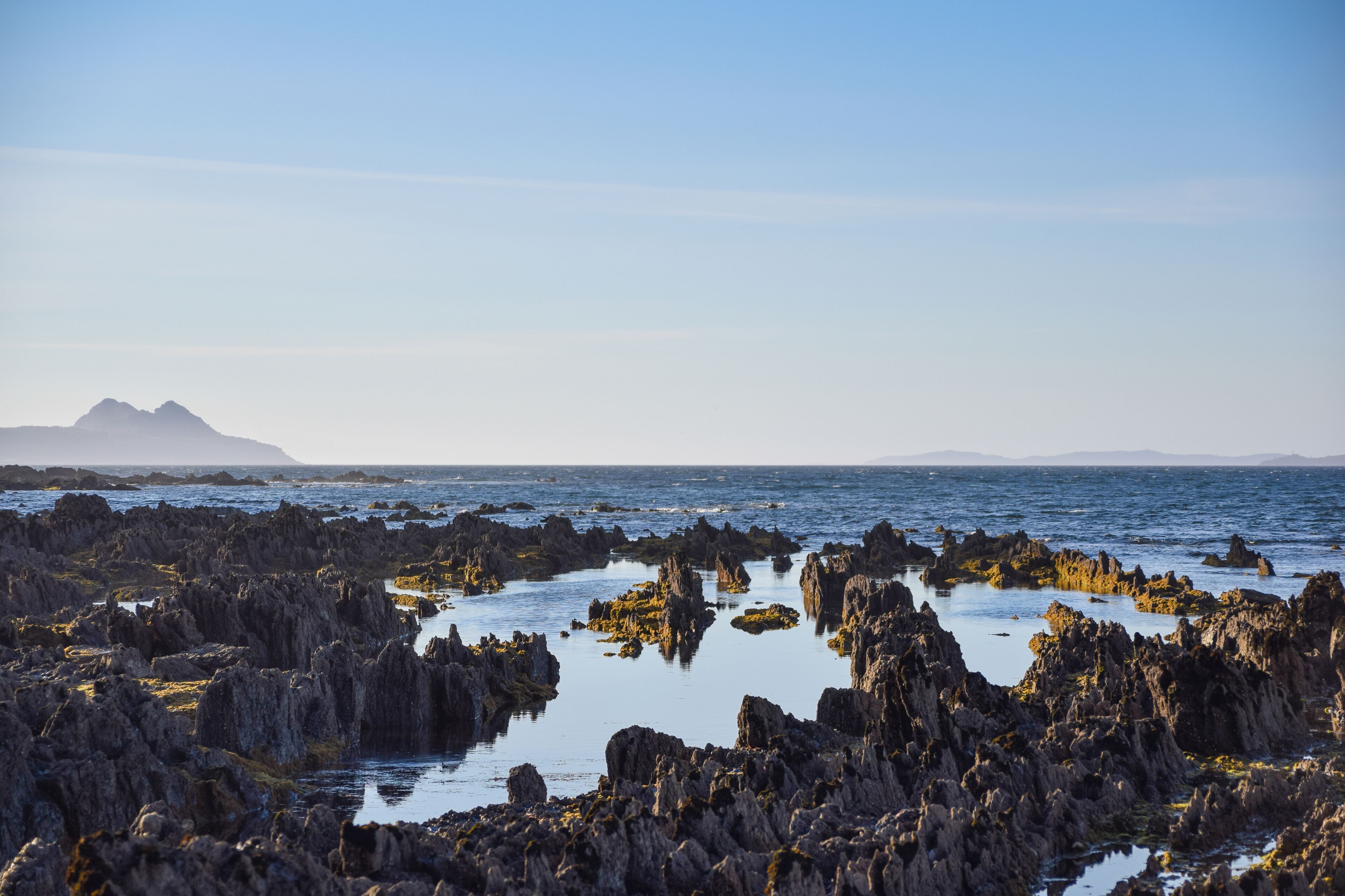Landscape of water and rocks in Nigran, Galicia