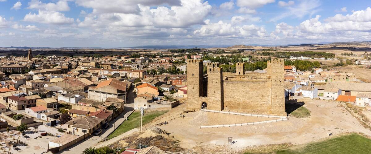 A historic town with a prominent castle, cobblestone streets, and a mix of traditional and modern architecture.