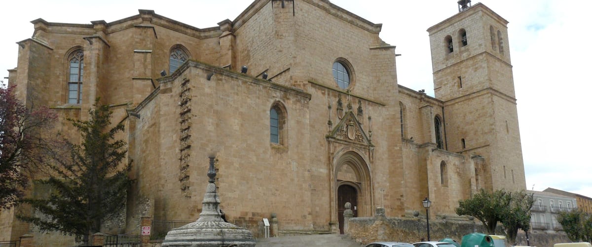 Vista de la Colegiata de Santa María del Mercado, Berlanga de Duero, Soria.