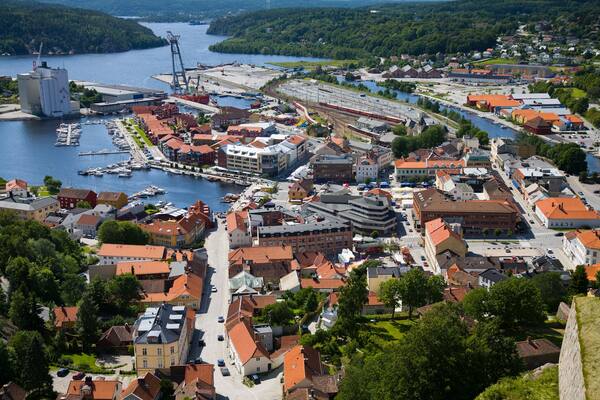 Halden city view up from the Fortress Fredriksten