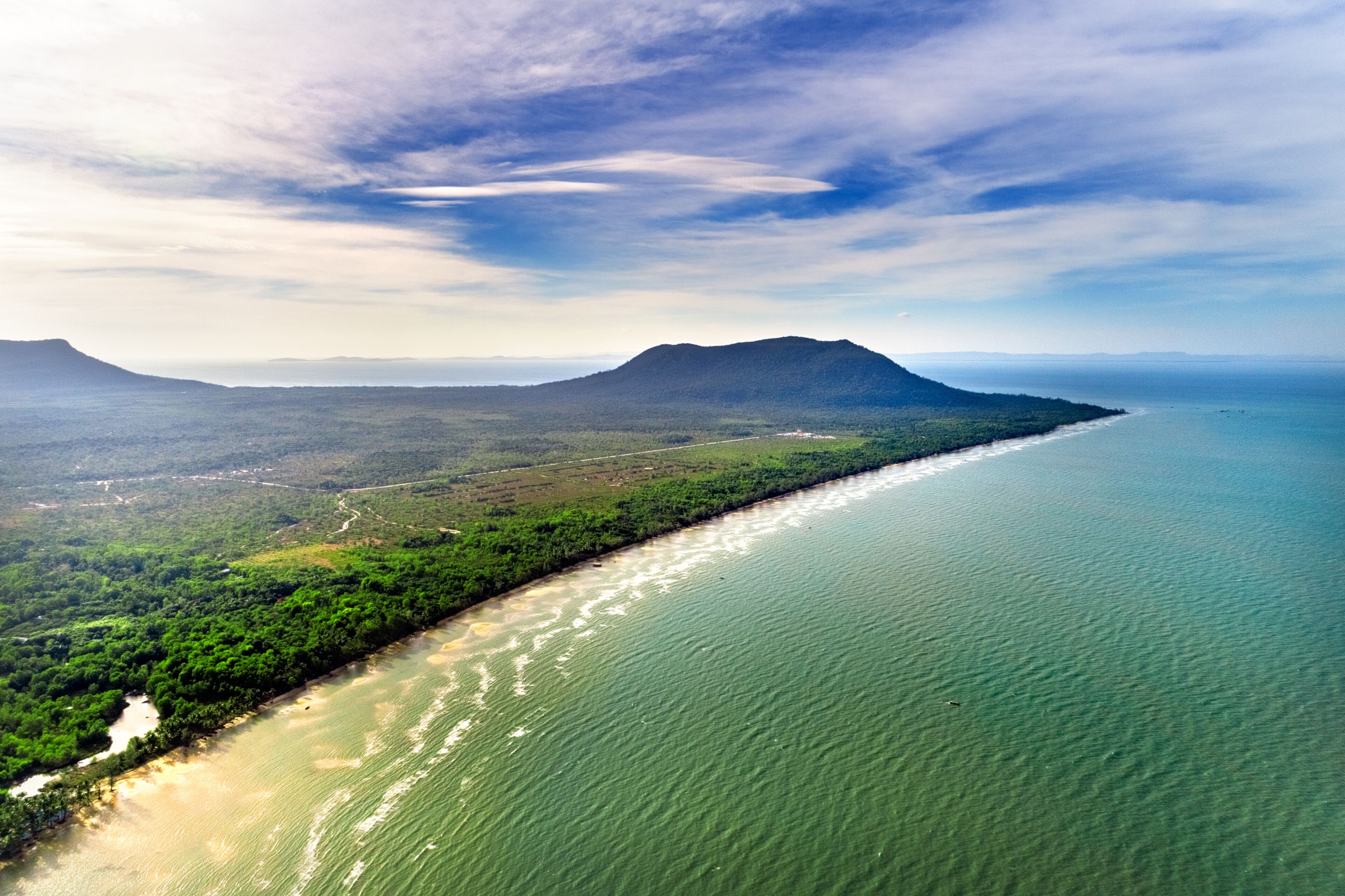Royalty high quality free stock image aerial view of Hon Mot beach in Phu Quoc island, Kien Giang, Vietnam