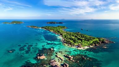 Royalty high quality free stock image aerial view of Gam Ghi island in Phu Quoc, Kien Giang, Vietnam