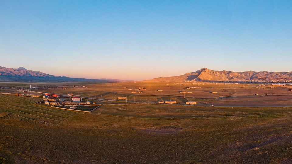 Aerial view of Mount Ararat, Agri Dagi. The highest mountain in Turkey on the border between the region of Agri and Igdir. The resting place of Noah's Ark. The Araratian plain near Dogubayazit