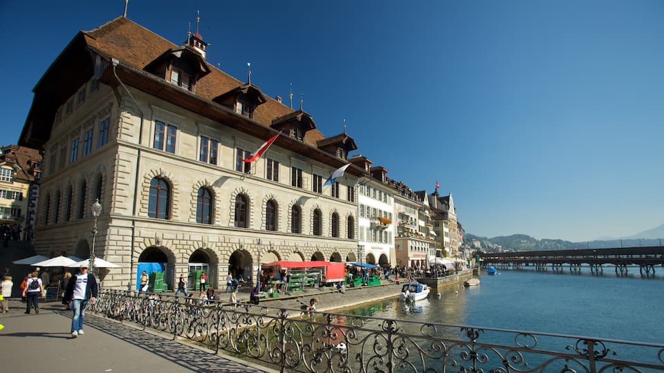 Old Town Lucerne featuring a river or creek, heritage architecture and a coastal town