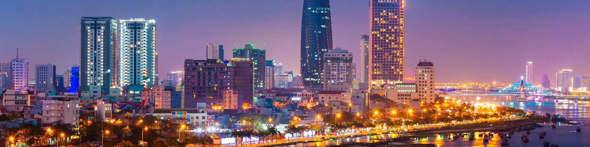 Da Nang city centre skyline aerial panoramic view. Danang is the fourth largest city in Vietnam., Shutterstock ID 1147810670, Purchase Order: -