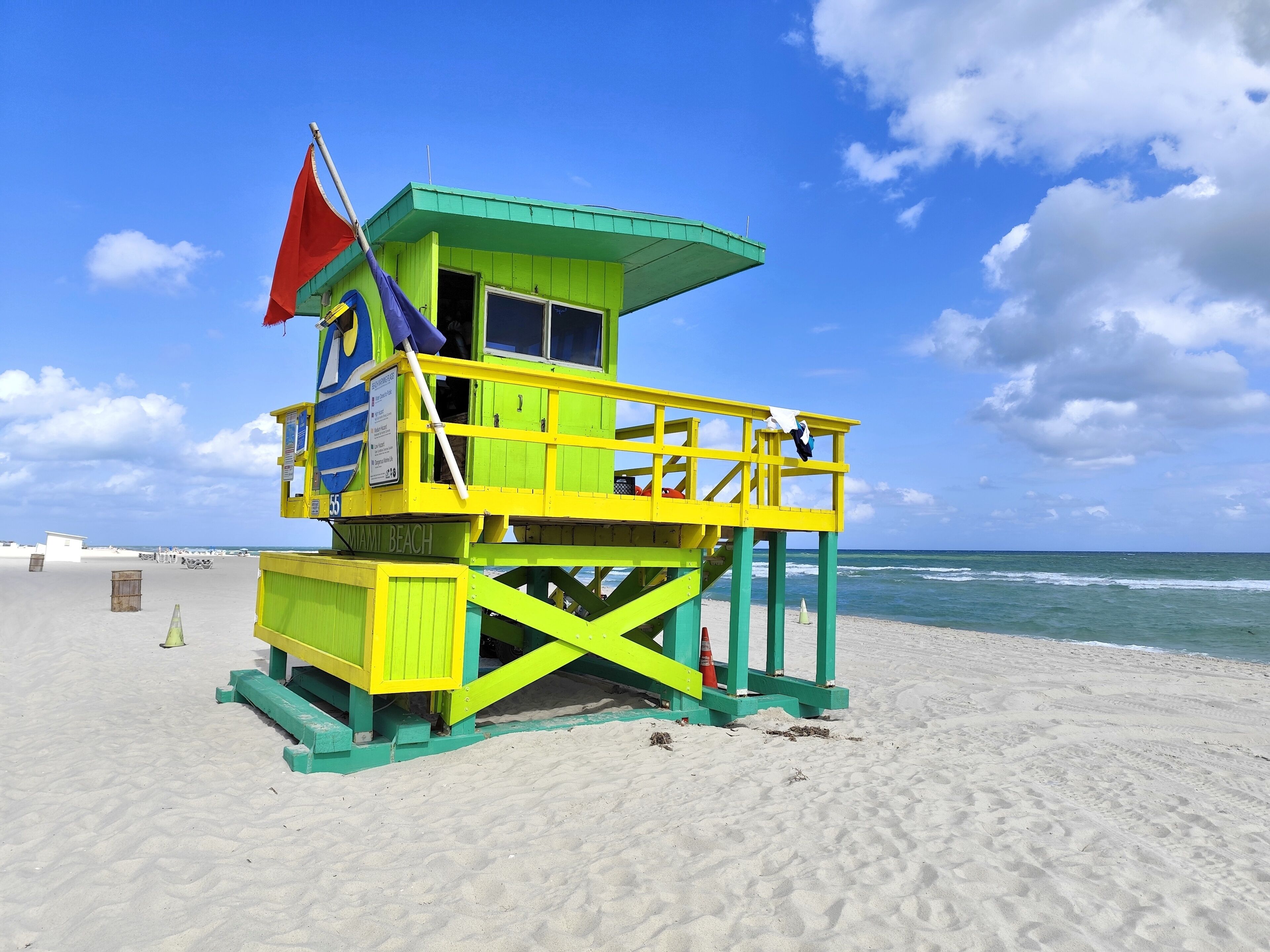 Lifeguard tower at Miami Beach, North Beach, Florida by Atlantic Ocean