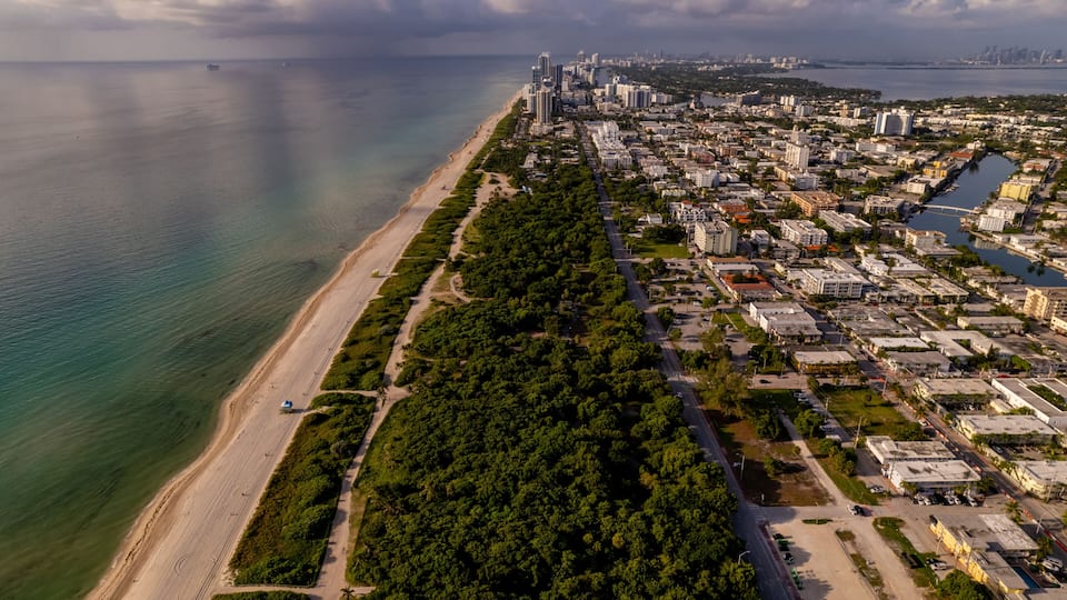 Aerial photo of the North Beach Oceanside Park Miami FL USA