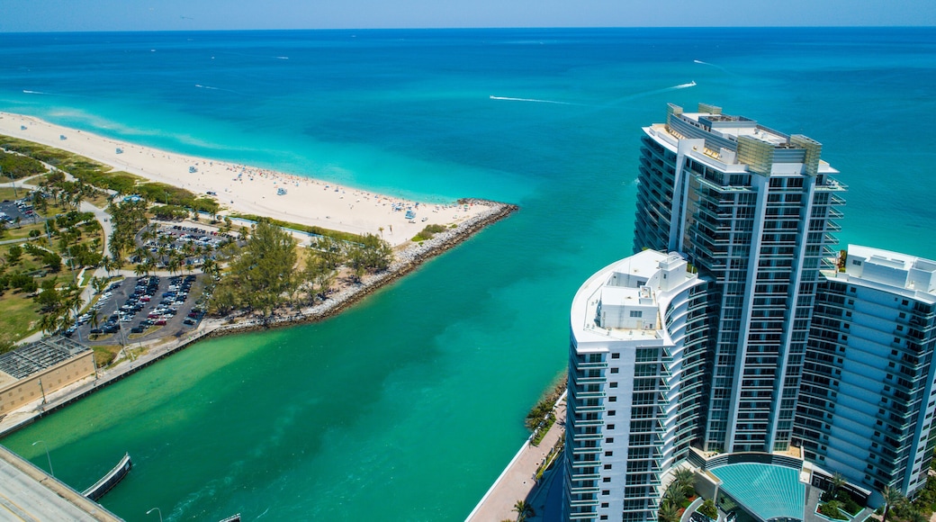 Aerial image of the Haulover Beach Bal Harbour ocean inlet