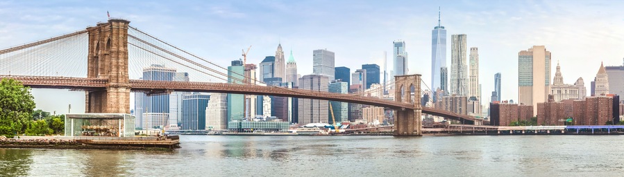 Amazing panorama view of New York city and Brooklyn bridge