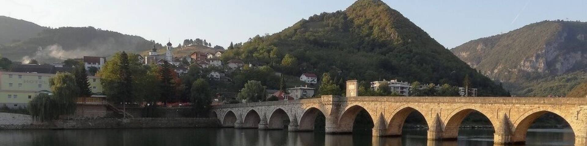 The 11-arch bridge on the Drina river entered Unesco World Heritage List in 2007 . Dates back to the 1570's... today only pedestrians can cross it and is free to visit. . Visegrad , eastern BiH .