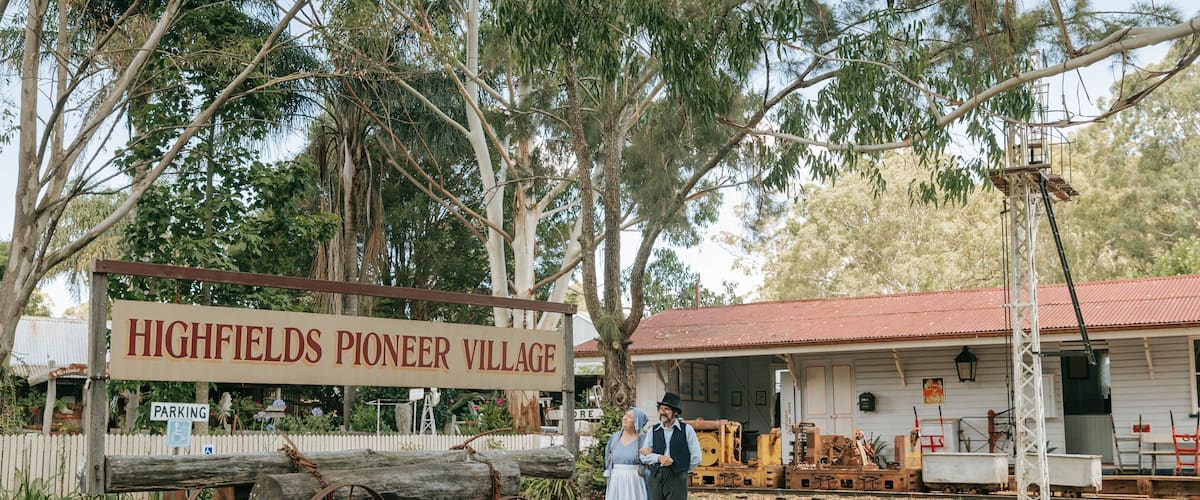 Highfields Pioneer Village which includes signage as well as a couple