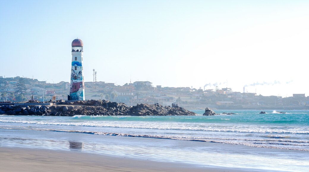lighthouse on the beach, Huasco, Atacama, Chile